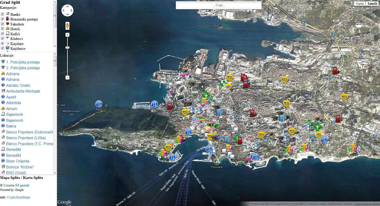 karta splita google maps Mapa Splita   Karta Splita | Croatia ST portal karta splita google maps